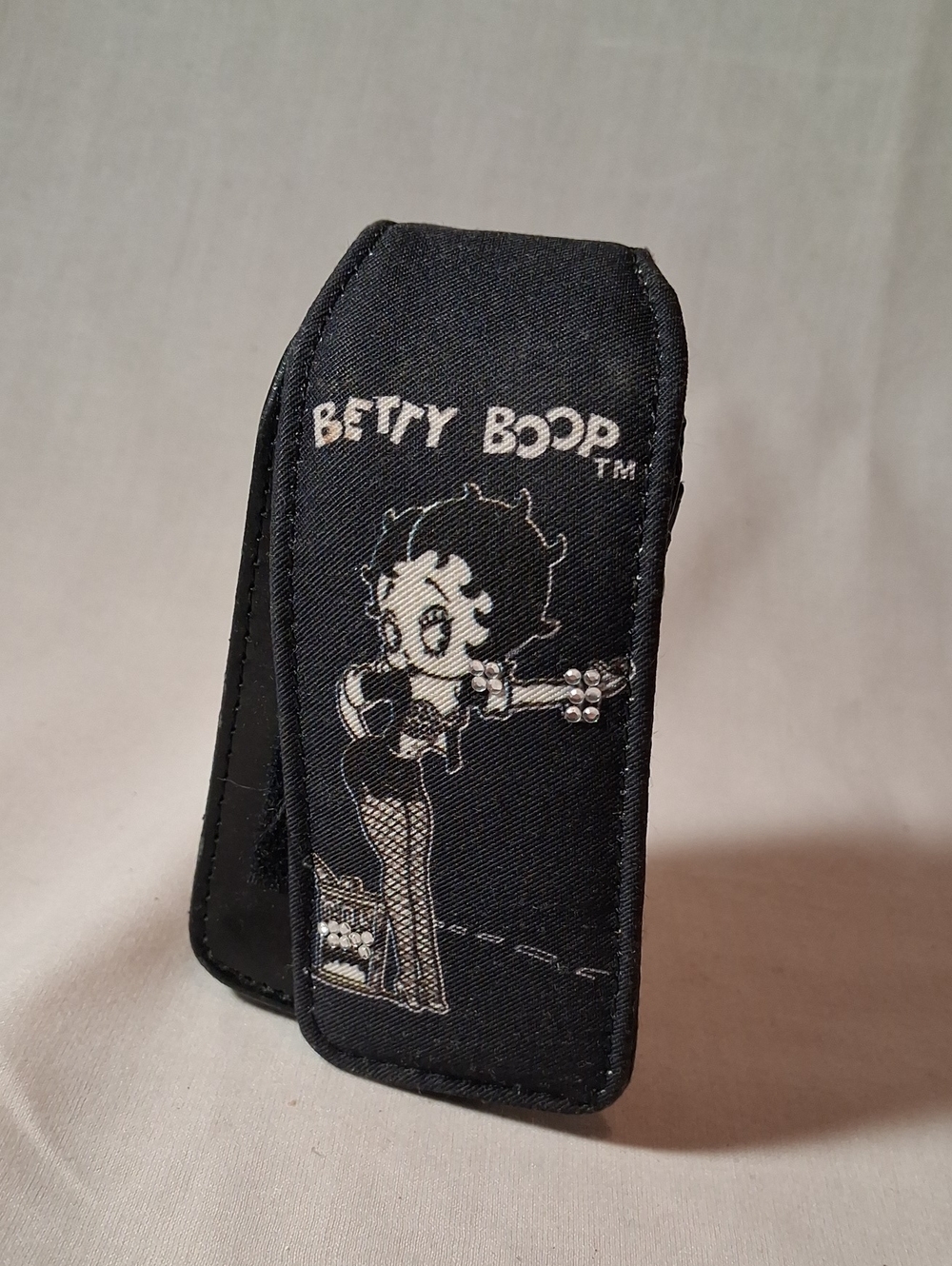 Vintage 2006 Betty Boop Black Fabric Phone Holster Holder Gently Used